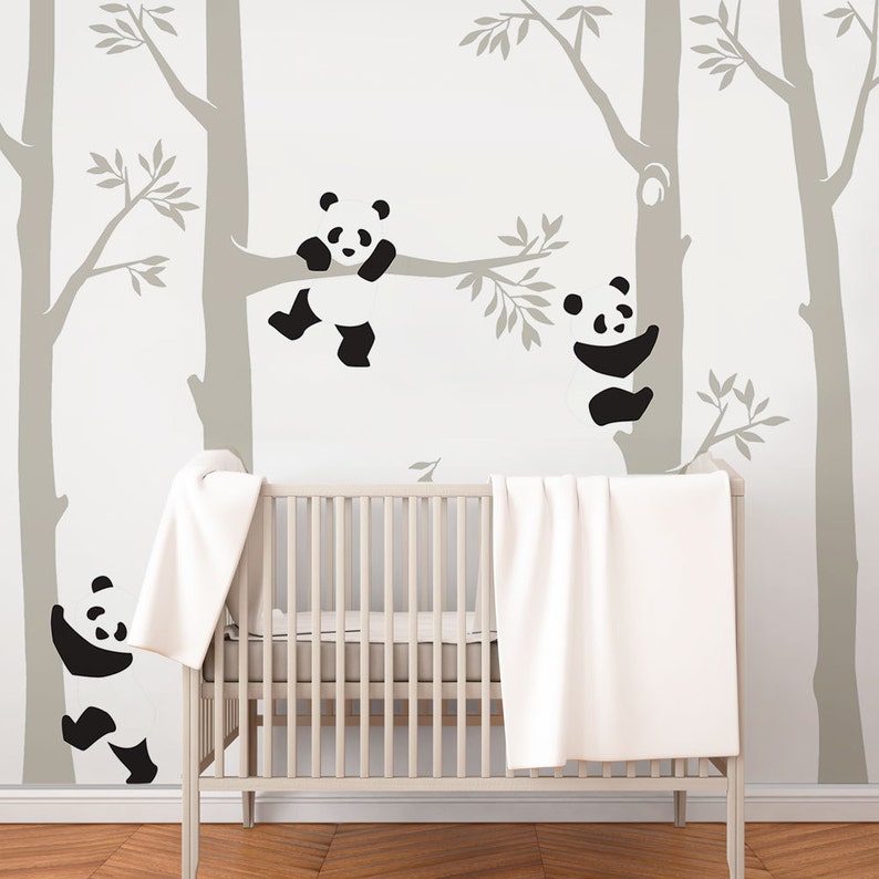 Tree with Pandas Wall Decal, Panda Wall Decal, Panda Tree for Baby Nursery, Kids or Children Room Decals Scheme C