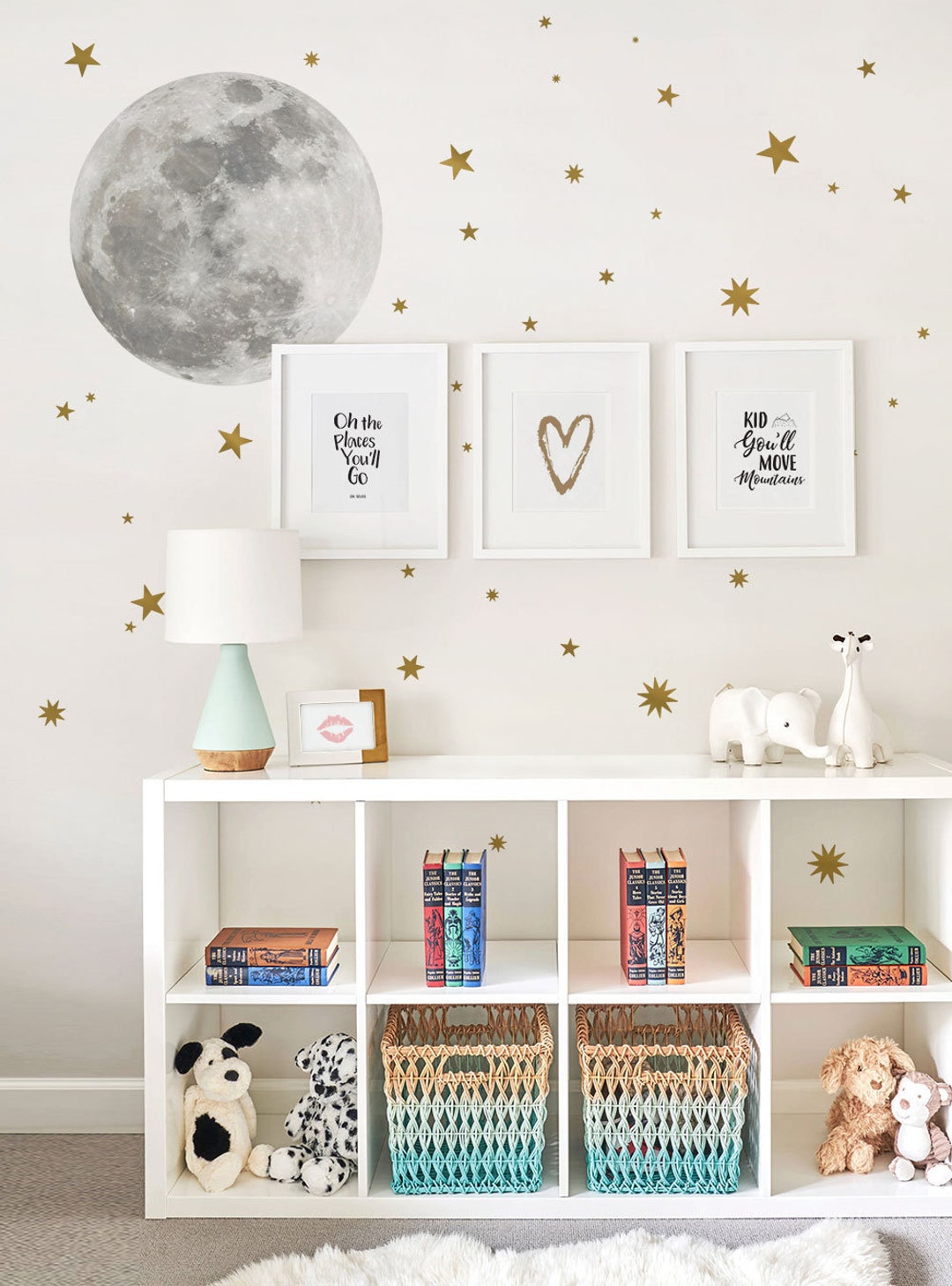 Moon and Stars Wall Decals: Peel and Stick Kids Room Decor - Etsy
