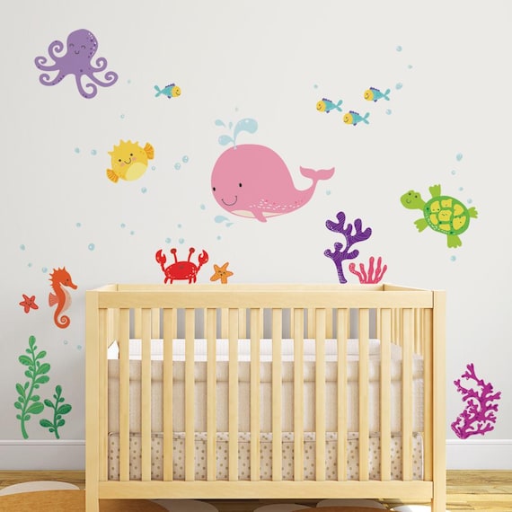 Ocean Friends Wall Decal: Nautical Nursery Decor, Peel and Stick
