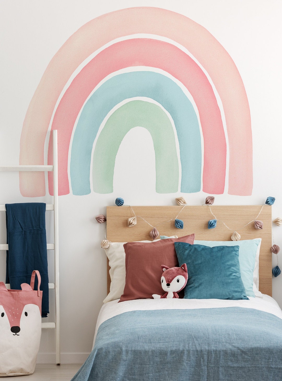 Watercolor Rainbow Wall Sticker, Coral - Peel and Stick - Etsy
