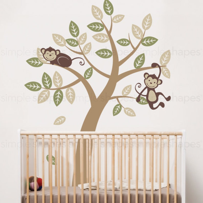 Tree with Monkeys Kids Vinyl Wall Sticker Decal Set Scheme C