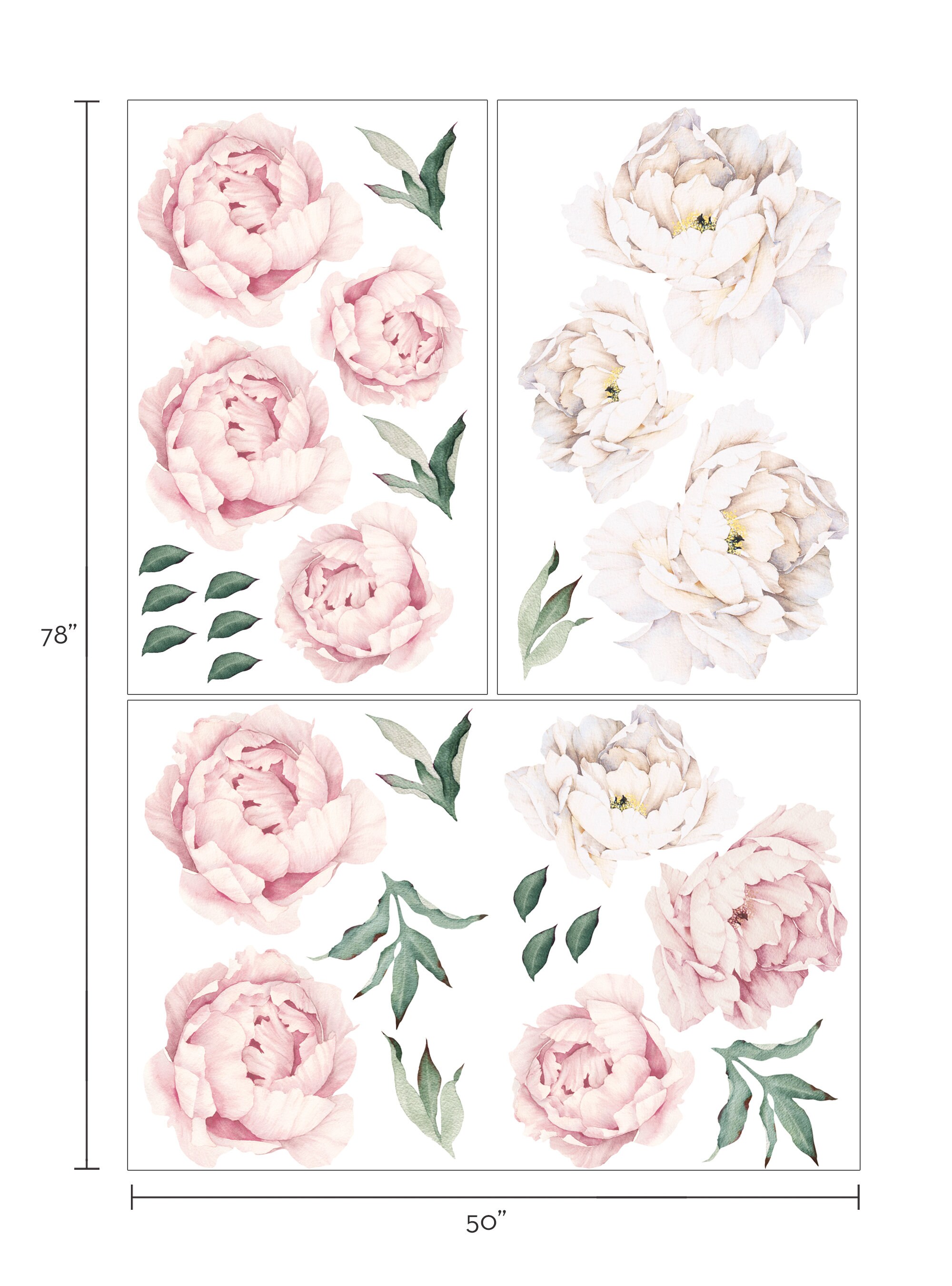 Adesivi Murali Floreali Peonie Viola - 2 Fogli Da 30x90 Cm - Rimovibili E Riutilizzabili - Per Soggiorno E Camera - 4