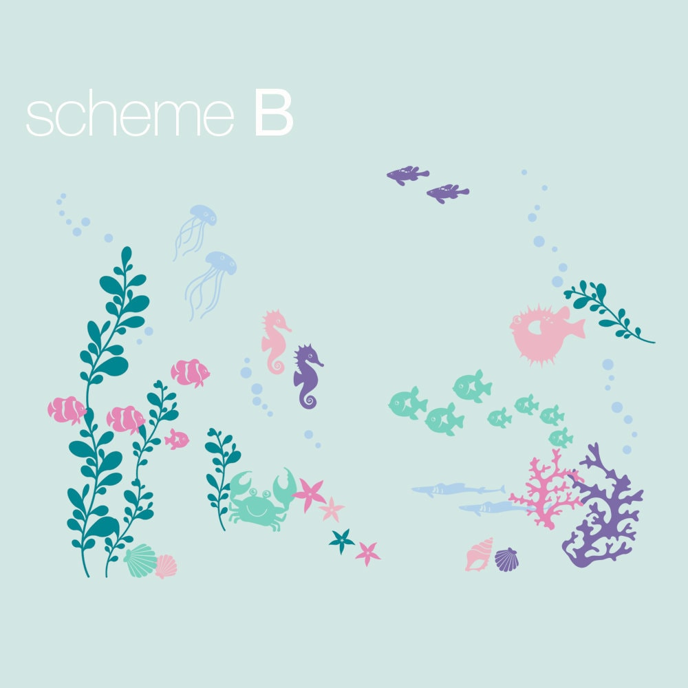 Under The Sea Wall Decals - Scheme A By Simple Shapes - Ocean Theme Nursery Kids Room Wall Stickers