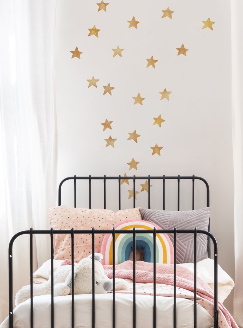 Watercolor Stars Wall Stickers, Gold, Irregular-Shaped Stars, Stars, Star Wall Stickers Peel and Stick Wall Stickers Kids Room Decor image 2