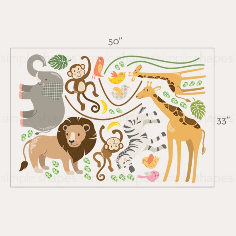 Jungle Animals Peel and Stick Wall Stickers Etsy