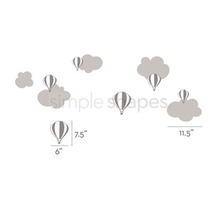 Hot air balloon with Clouds Decal Set Kids vinyl Wall Sticker image 6