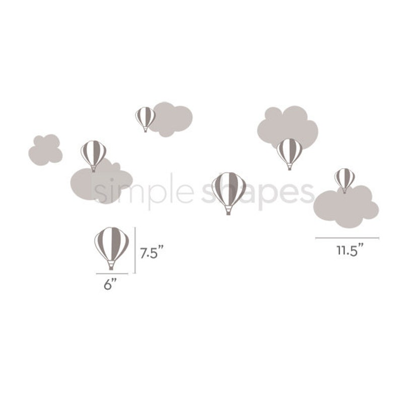 Hot air balloon with Clouds Decal Set Kids vinyl Wall Sticker image 6