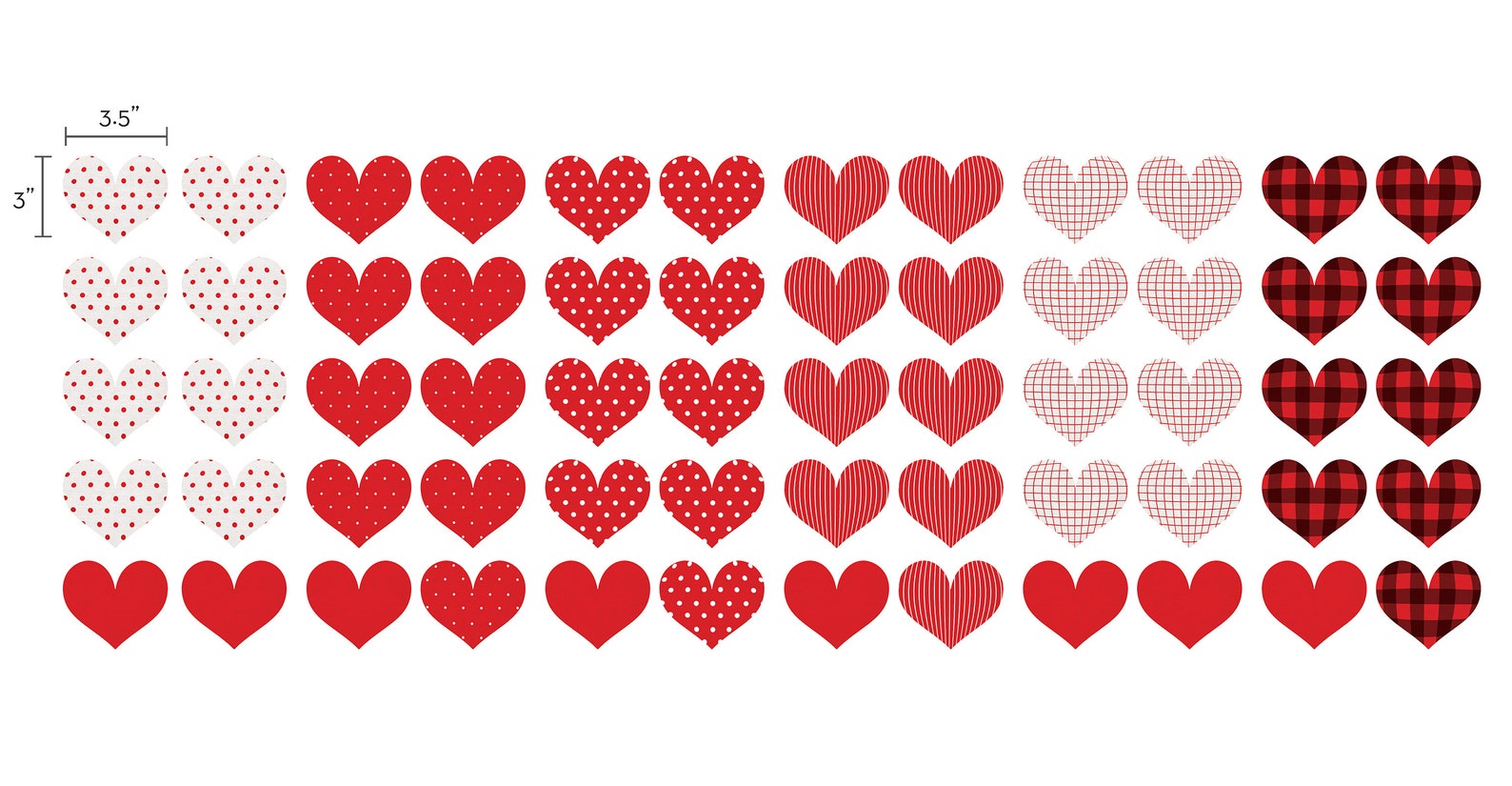 Patterned Hearts Wall Stickers Red Peel and Stick Wall Etsy