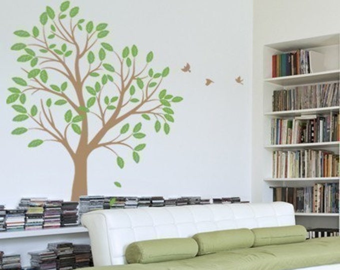 Large Tree Vinyl Wall Decal Sticker Art Tree With Leaves and Etsy