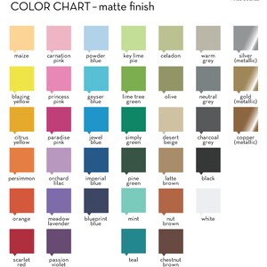 Peut inclure: Nuancier de couleurs avec 36 couleurs de peinture diff&eacute;rentes &agrave; finition mate. Les couleurs sont dispos&eacute;es en lignes et en colonnes, chaque couleur &eacute;tant &eacute;tiquet&eacute;e avec son nom. Les couleurs comprennent des nuances de rouge, d'orange, de jaune, de vert, de bleu, de violet, de marron, de gris et de blanc. Le nuancier comprend &eacute;galement des couleurs m&eacute;tallis&eacute;es telles que l'argent, l'or et le cuivre.