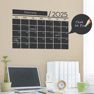 Chalkboard 2025 Wall Calendar - Small Vinyl Wall Decals - 2025 Calendar by Simple Shapes