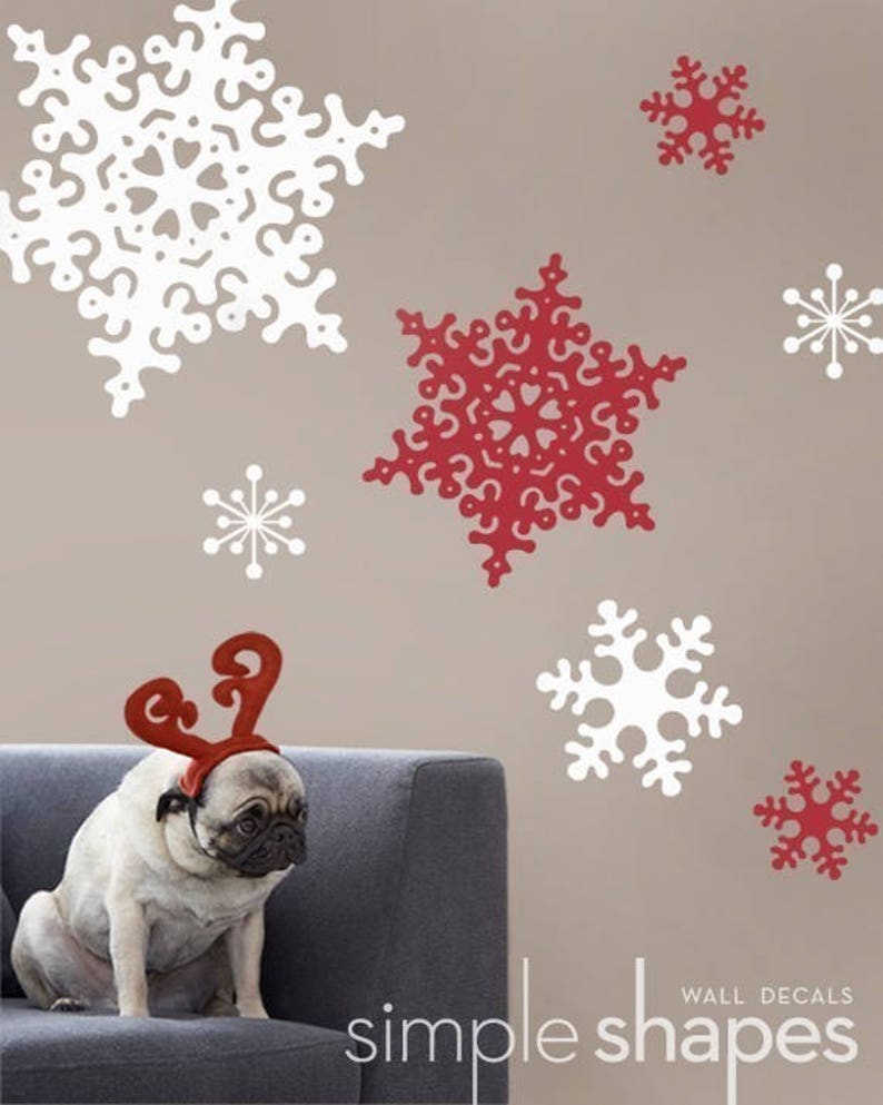 Winter Snowflakes Large Holiday Vinyl Wall Decal Set image 1