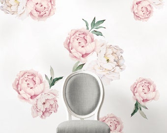 Muursticker pioenroos - grote set, eenvoudige vormen Peel-and-Stick stickers - verwijderbaar W5031