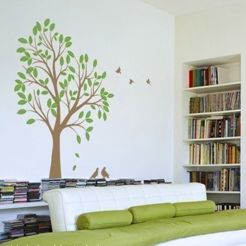 Large Whimsical BLOWING TREE Wall Decal Removable Vinyl Wall Etsy