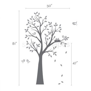Tree Wall Decal with Birds and Nest Nursery Decor image 4
