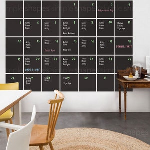 Chalkboard Wall Decal Calendar, Blackboard Calendar, Wall Calendar 