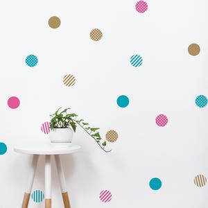 Mixed Dots Wall Stickers, Patterned Dots, Polka Dots, Stripes Wall Stickers - Peel and Stick Wall Stickers Kids Room Decor