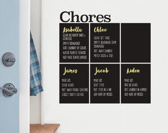 Chalkboard Chores Chart Wall Decal: Family Organizer