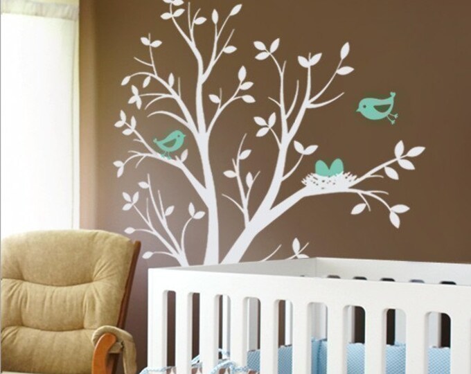 THE ORIGINAL Kids Vinyl Wall Sticker Decal Tree With Birds and Nest for ...