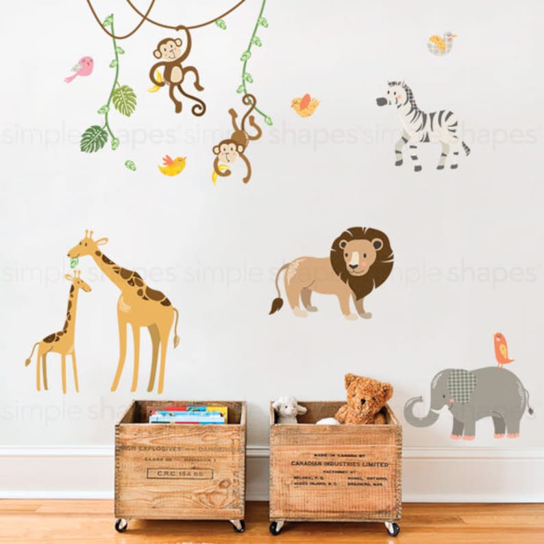 Jungle Animals Peel and Stick Wall Stickers Etsy