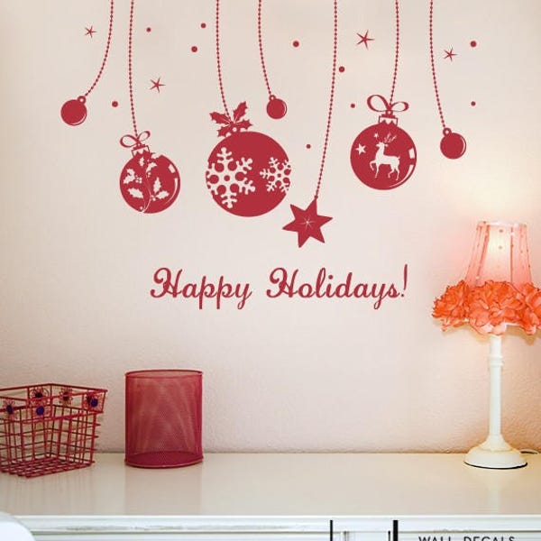 Holiday Wall Decal Etsy