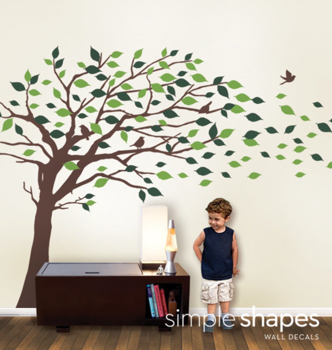 Vinyl Wall Art Decal Sticker Blowing Leaves Tree LARGE Etsy