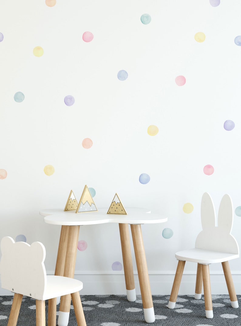 Watercolor Dots Wall Stickers, Pastel, Irregular-Shaped Dots, Polka Dots, Dot Wall Stickers Peel and Stick Wall Stickers image 3