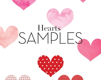 Watercolor and Patterned Hearts Wall Stickers - SAMPLE SWATCHES