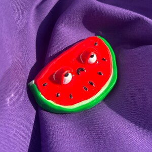Watermelon Slice Polymer Clay Magnet Cute Fruit Figurine Kitchen Decoration Office Accessory