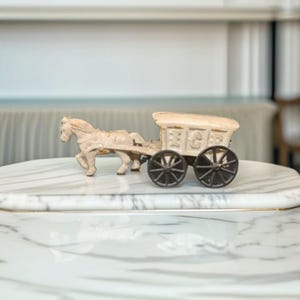 Vintage Cast Iron Ice Wagon Horse Toy Cart Buggy 8"