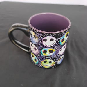 Nightmare Before Christmas Skellington Mug Purple Glitter Spider 14 oz Disney - Like NEW - 4" x 3.5" image 1