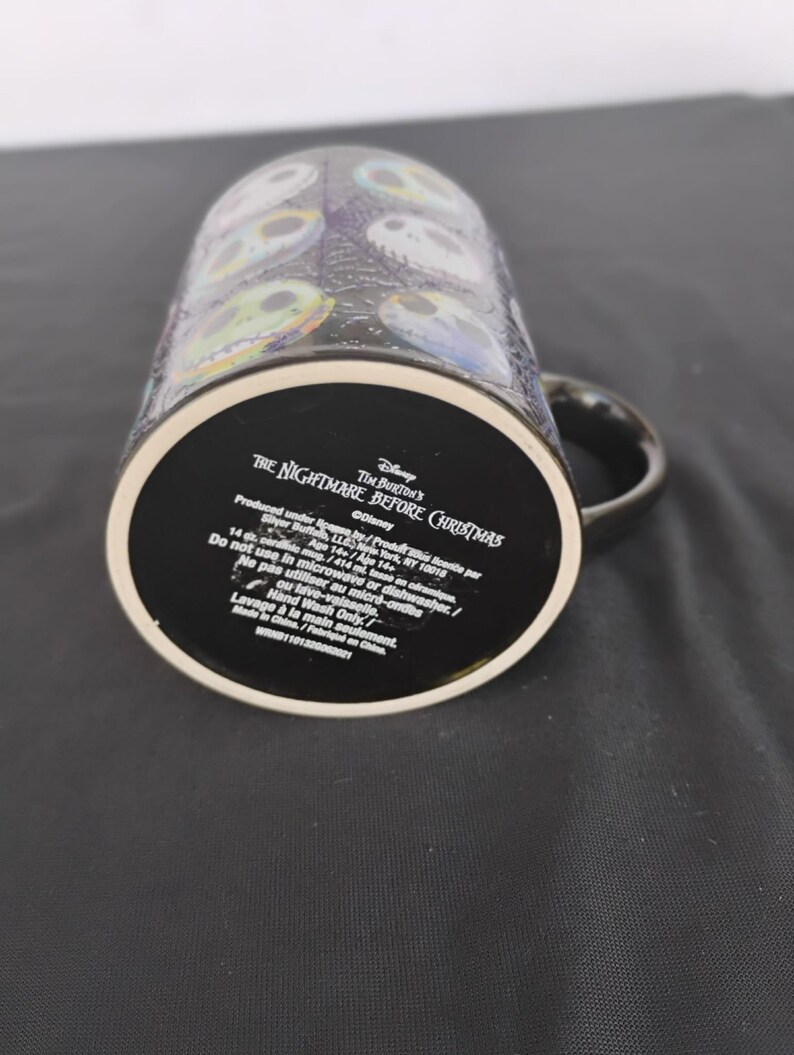 Nightmare Before Christmas Skellington Mug Purple Glitter Spider 14 oz Disney - Like NEW - 4" x 3.5" image 4