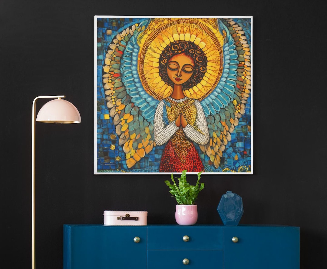 Ethiopian Angel Art, Traditional Habesha Painting, African Angel Canvas