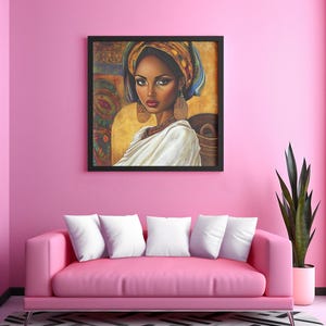 Afrikanische Frau Portrait Kunstdruck, äthiopische Habesha kulturelle Wanddekoration