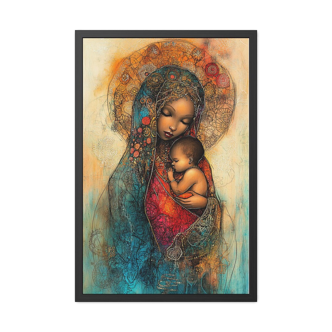 Black Madonna and Child Framed Poster: Contemporary Religious Wall Art ...