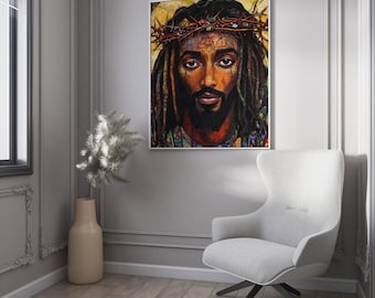 Crowned Christ Portrait Matte Canvas Framed | Multicolor Religious Wall Art