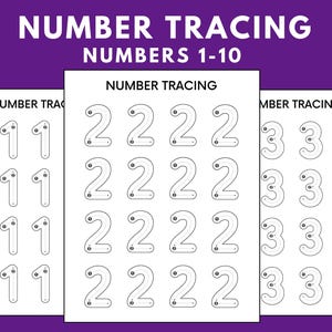 1-10 Number Tracing, Preschool Worksheets Printable, Kindergarten Worksheets, 1-10 Number Tracing Worksheet, Handwriting Practice - N05