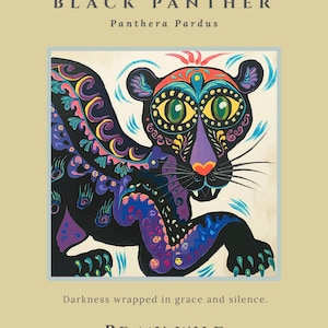 BLACK PANTHER Be My Wild | Spirit Animal Poster, Boho Jungle Wall Art, Big Cat Wildlife Print, Printable Digital Download, Meaningful Gift