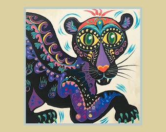Stampa artistica di Black Panther Spirit Animal: Boho Jungle Cat (download digitale)