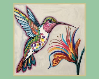 Hummingbird Spirit Animal Art Print: Boho Wall Decor (Digital Download)