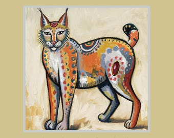 Plakat z wizerunkiem zwierzęcia „Lynx Spirit Animal Print”: leśna przyroda (do pobrania w wersji cyfrowej)