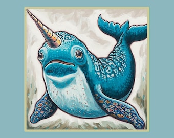 Narwhal Spirit Animal Print: Coastal Ocean Art (Digital Download)