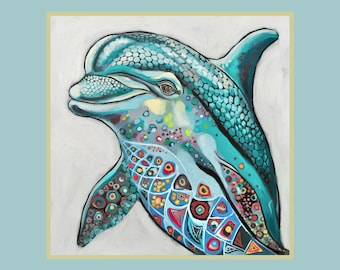 Dolphin Spirit Animal Art Print: Coastal Ocean Wall Decor (Digital Download)