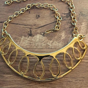 Vintage Monet Gold Tone Statement Bib Necklace