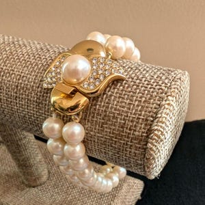 Vintage Double-Strand Faux Pearl Monet Bracelet