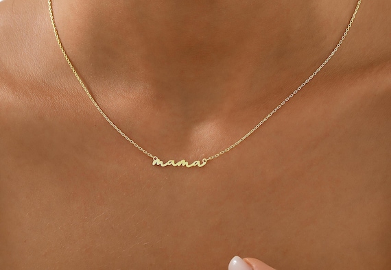 14K Gold Mama Necklace , Mom Necklace , Mother's Day Gift , Necklace for Mother , Gift For Mom , Gold Mama Necklace , Gift for Her , Hanmade