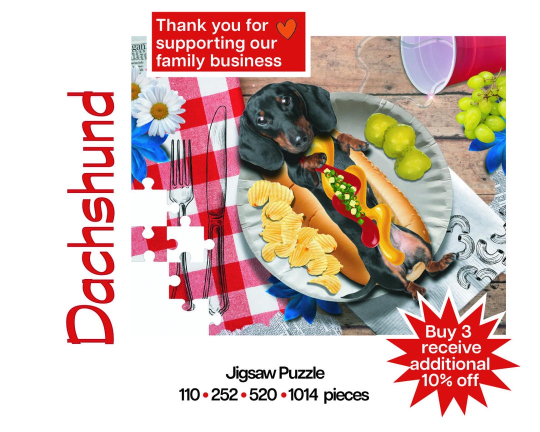 Jigsaw Puzzle, Cute Dachshund Design, Fun Puzzle for Dog Lovers, Family ...