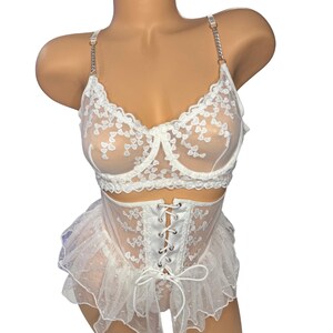 Custom Lingerie - Custom Name Thong - Bra & Panty Set - Bridal Lingerie - Wedding Day Gift - Anniversary Gift - Gifts - Personalized Thong image 2
