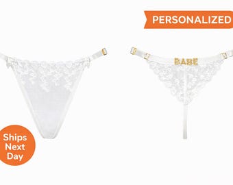 Custom Lingerie - Custom Name Thong - Bra & Panty Set - Bridal Lingerie - Valentines Day - Anniversary Gift - Gifts - Personalized Thong