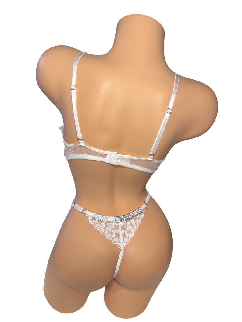 Custom Lingerie - Custom Name Thong - Bra & Panty Set - Bridal Lingerie - Wedding Day Gift - Anniversary Gift - Gifts - Personalized Thong image 4